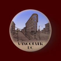 Vancouver Canada Souvenir Buttons Gastown Art Gift buttons