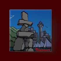 Vancouver Canada Souvenir Buttons Landmark Art buttons