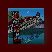 Vancouver Canada Souvenir Buttons Totem Pole Art buttons