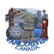 Vancouver Canada Stickers Totem Pole Landmark Art sticker