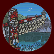 Vancouver Canada Stickers Totem Pole Landmark Art stickers