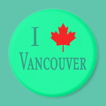Vancouver I LOVE VANCOUVER with Maple Leaf magnets