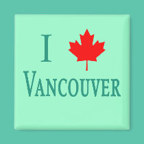 Vancouver I LOVE VANCOUVER with Maple Leaf magnets