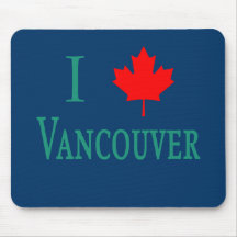 Vancouver I LOVE VANCOUVER with Maple Leaf Mouse Pads