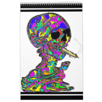 VanGogh's Calavera Skull Smoking Cigarette Wall Calendars