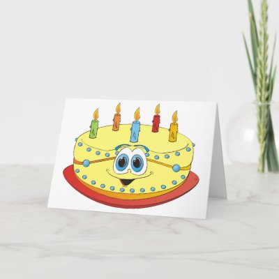 Birthday Cake Cartoon on Vanilla Birthday Cake Colorful Candles Cartoon Greeting Card From