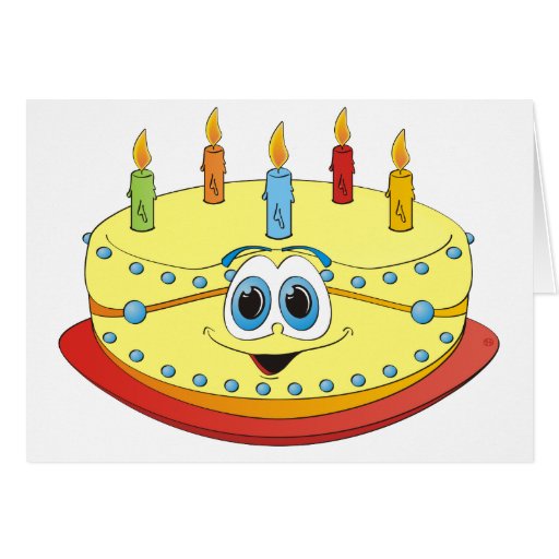 Vanilla Birthday Cake Colorful Candles Cartoon Greeting ...