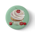Vanilla cherry cupcake badge button