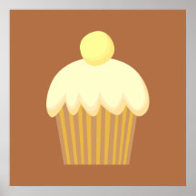 Vanilla Cupcake on Brown. Posters
