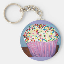 "Vanilla Cupcake With Sprinkles" Keychains