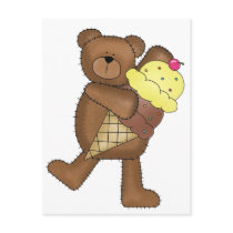 Vanilla Ice Cream Teddy postcards
