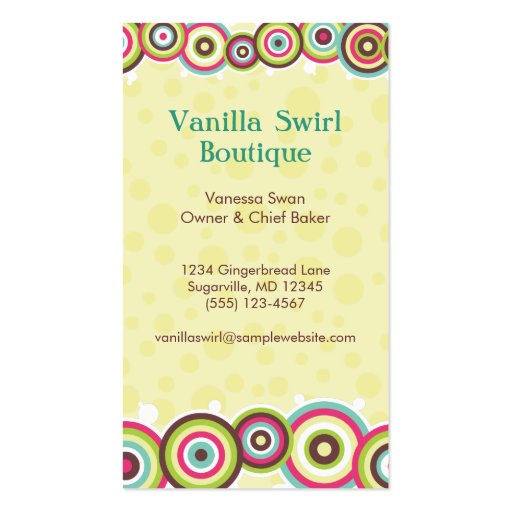 Vanilla Swirl Vertical Bizcard Business Card Templates (back side)