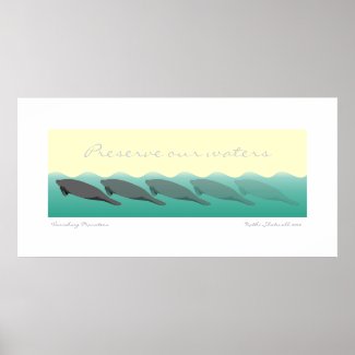 Vanishing Manatees - Preserve our waters 36 x 18 print