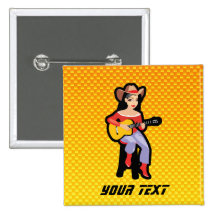 Vaquera amarillo-naranja con la guitarra pin