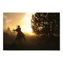 Vaquero con el lazo en puesta del sol posters