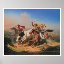 Vaqueros Roping a Steer, 1866 Print