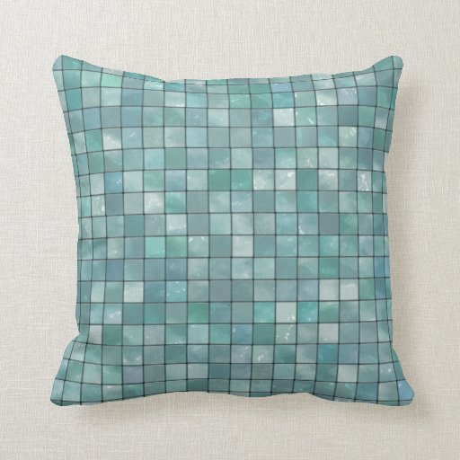 Variegated Teal Geometric Tile Pattern Throw Pillow Zazzle