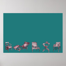 Various chairs in dark turquoise posters