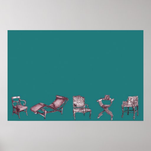 Various chairs in dark turquoise posters