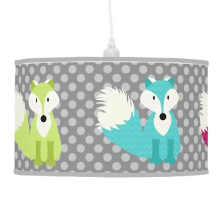 Various Foxes on Gray Dotted Pendant Lamp