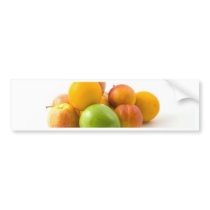 Various Multi Colours Fruits On White Background bumper stickers