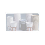 Various plastic drinking cups Photo labels