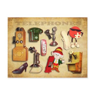 Various Telephones - old and new postcard