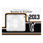Varsity Band Saxophone Graduation Photo Orange Custom Invitation