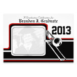 Varsity Band Trombone Graduation Photo Red Custom Invite