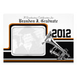 Varsity Band Trumpet Graduation Photo Orange Custom Announcements