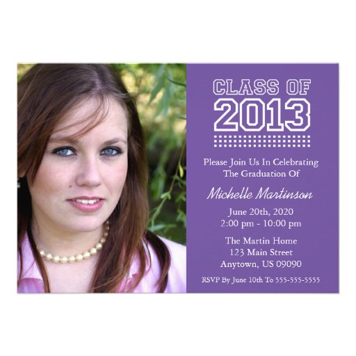 Varsity Class Of 2013 Graduation (Plum Purple) Invite (front side)