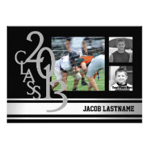 Varsity Stripe Tri Photo Graduate Card