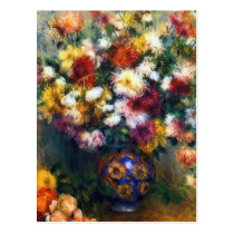 Vase of Chrysanthemums Fine Art by Renoir Post Cards