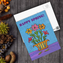 Vase of Happy Spring Flowers Postcard postcards
