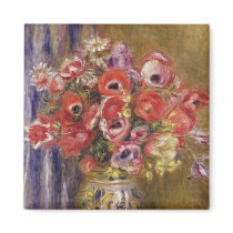Vase of Tulips and Anemones, c.1895 Fridge Magnets
