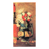 Vase of white carnations and rose by van Gogh Picture Card