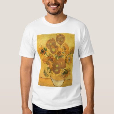 Vase with 15 Sunflowers by Van Gogh Vintage Flower T Shirts