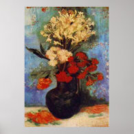 vase with carnations and other flowers van Gogh Print