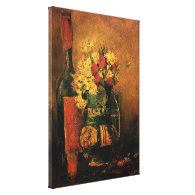 Vase with Carnations and Roses and a Bottle, Vince Canvas Prints