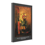 Vase with Carnations and Roses and a Bottle Vincen Gallery Wrap Canvas