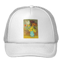 Vase with Daisies and Anemones Print Mesh Hat