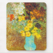 Vase with Daisies and Anemones Print Mousepads