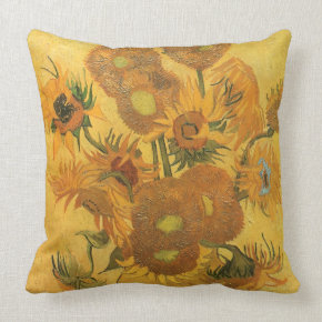 Vase with Fifteen Sunflowers by Vincent van Gogh throw pillow