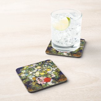 Vase with Flowers Vincent van Gogh fine art Drink Coasters