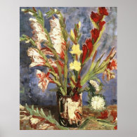 Vase with Gladioli 1886, Vincent van Gogh Poster