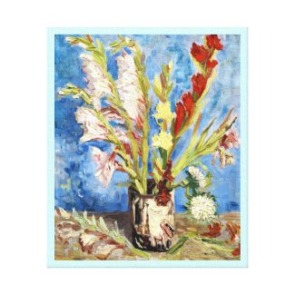 Vase with Gladioli and China Asters van gogh Stretched Canvas Prints