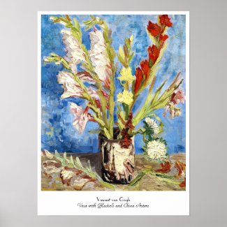 Vase with Gladioli and China Asters van gogh Poster