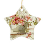 Vase with pink roses vintage watercolor ornament ornaments