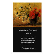 Vase with Red and White Carnations Business Card Template