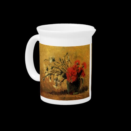 Vase with Red and White Carnations by Van Gogh Drink Pitcher
